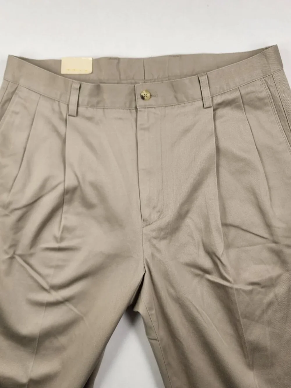 Covington Mens 36x34 Khaki Chino Pants 100% Cotton Double Pleated Classic NWT